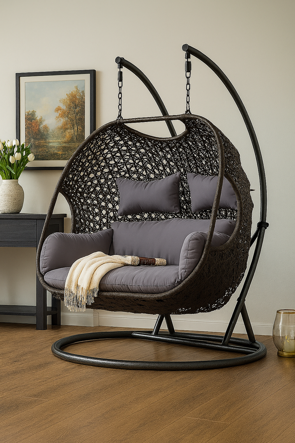 ACME Vasant Fabric & Wicker Hanging Chair Model 45084