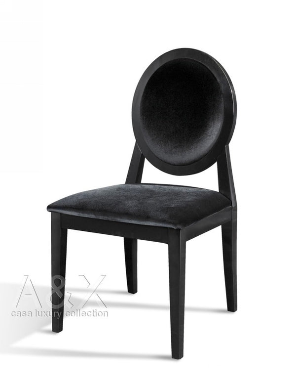 A&X Alice Transitional Black Lacquer Fabric Side Chair Model VGUNAA030