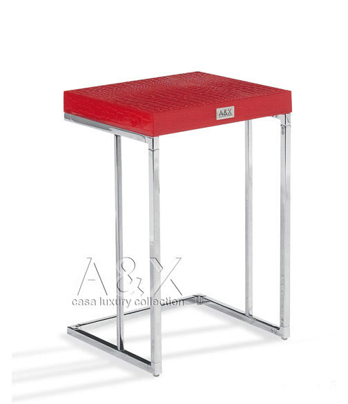 A&X Amelia Modern Red Crocodile Lacquer End Table Set Model VGUNAK855-RED