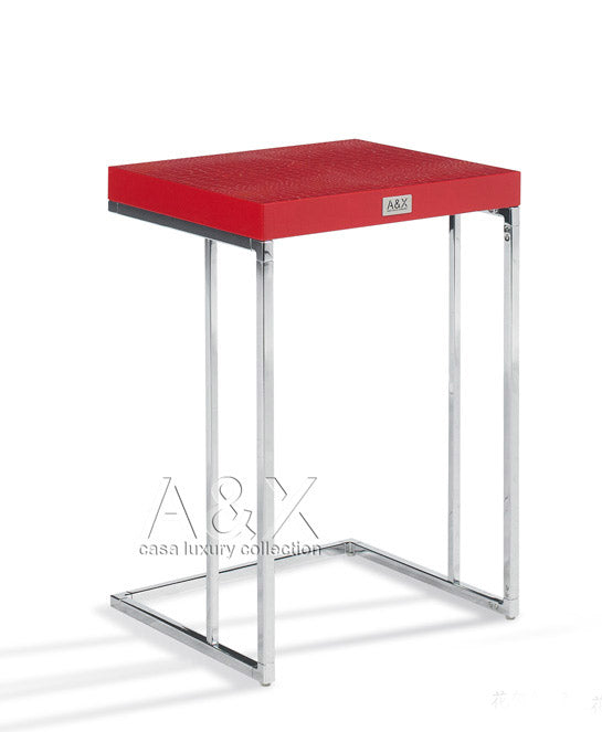 A&X Amelia Modern Red Crocodile Lacquer End Table Set Model VGUNAK855-RED