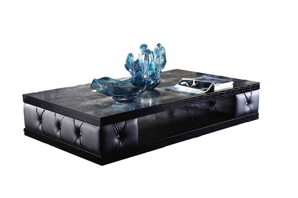 A&X Cecily Transitional Black Leather With Crystals Coffee Table Model VGUNAK869-160