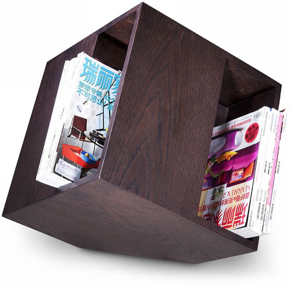 Book Modern Brown Oak Cube Magazine Rack Model VGWCM005T
