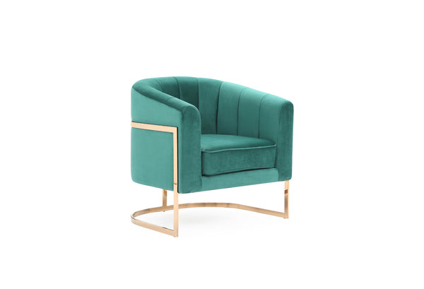 Modrest Trask Modern Green Velvet & Rosegold Accent Chair Model VGVCA016-GRN