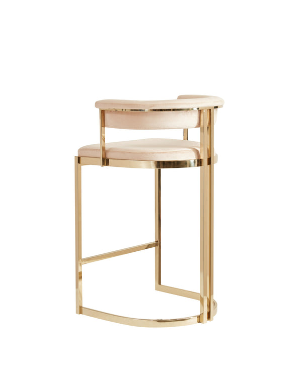 Modrest Munith Modern Beige Velvet & Gold Counter Stool Model VGZAB9504-BG-BS