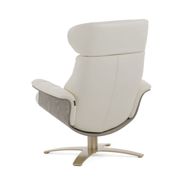 Divani Casa Abrons Mid Century Modern Light Grey Leather Lounge Chair & Ottoman Model VGKK-A928-LTGRY
