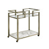 ACME Neilo Clear Glass Faux Marble Top & Wire Brass Serving Cart Model AC00159