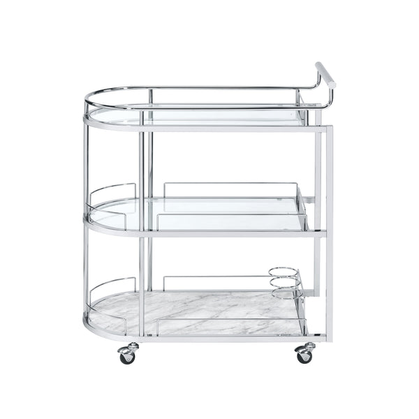 ACME Inyo Clear Glass & Chrome Serving Cart Model AC00161