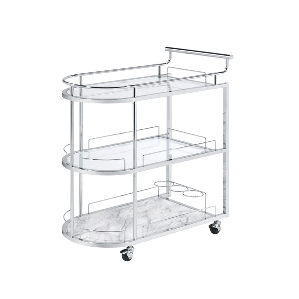 ACME Inyo Clear Glass & Chrome Serving Cart Model AC00161