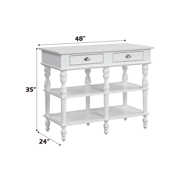ACME Rorratt Marble Top & White Kitchen Island Model AC00186