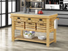 ACME Grovaam Marble Top & Natural Kitchen Island Model AC00188