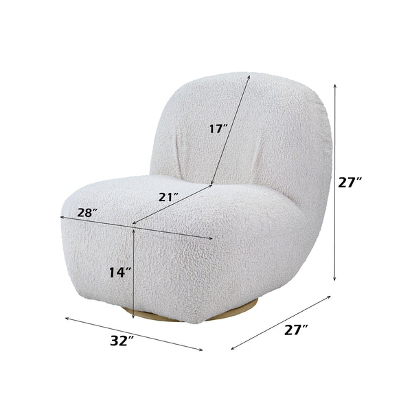 ACME Yedaid White Teddy Sherpa Accent Chair with Swivel Model AC00231