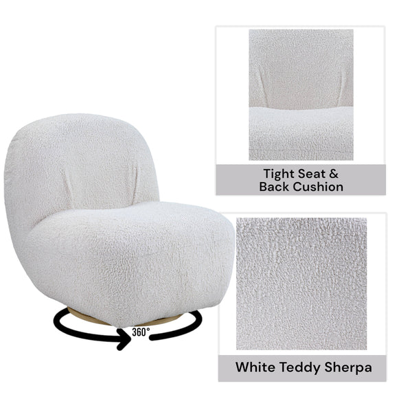 ACME Yedaid White Teddy Sherpa Accent Chair with Swivel Model AC00231