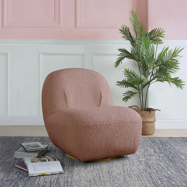ACME Yedaid Pink Teddy Sherpa Accent Chair with Swivel Model AC00232
