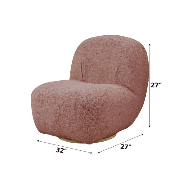 ACME Yedaid Pink Teddy Sherpa Accent Chair with Swivel Model AC00232