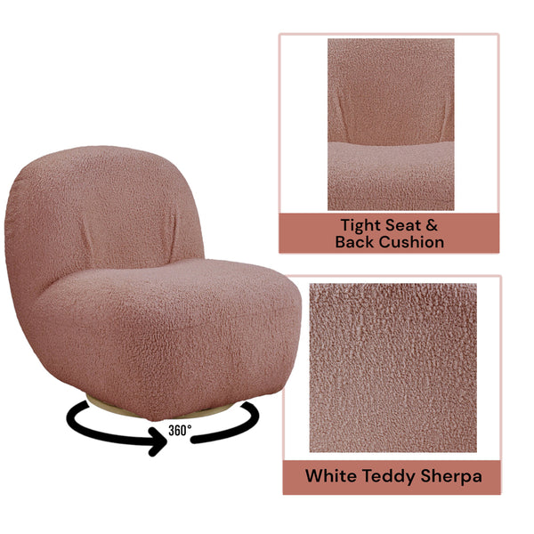 ACME Yedaid Pink Teddy Sherpa Accent Chair with Swivel Model AC00232
