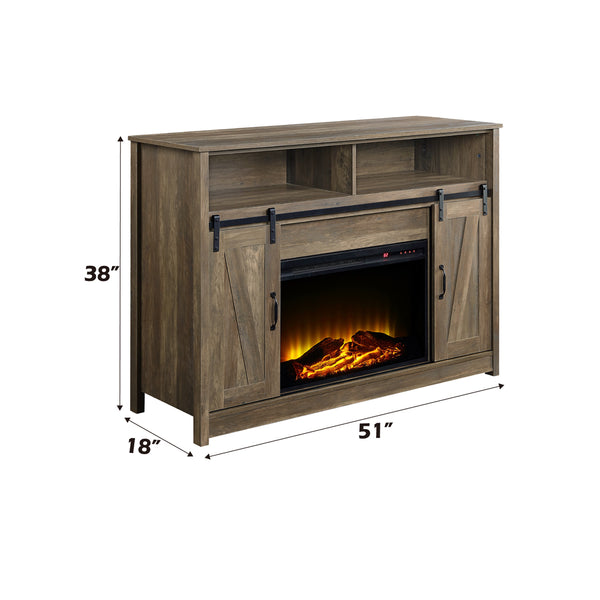 ACME Tobias Rustic Oak Fireplace (Include 91617FIR) Model AC00274