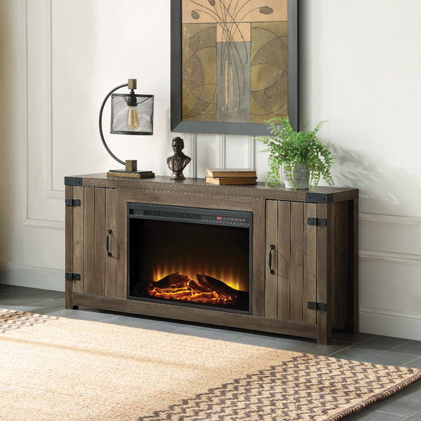 ACME Tobias Rustic Oak Fireplace (Include 91617FIR) Model AC00275