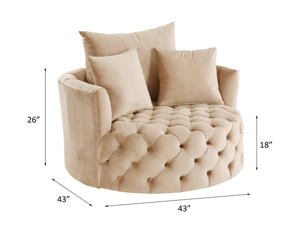 ACME Zunyas Beige Velvet Accent Chair with Swivel Model AC00290