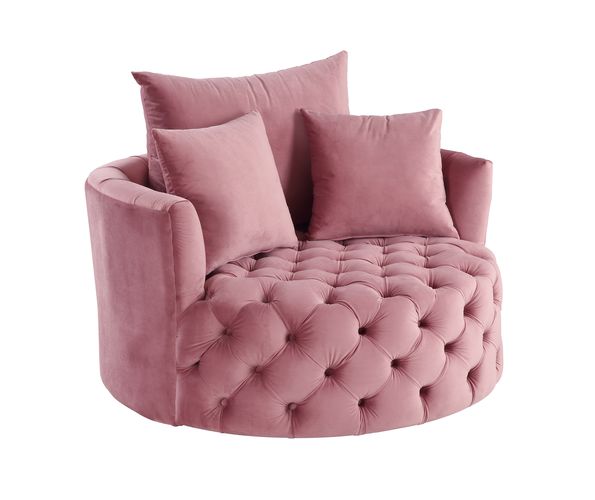 ACME Zunyas Pink Velvet Accent Chair with Swivel Model AC00291