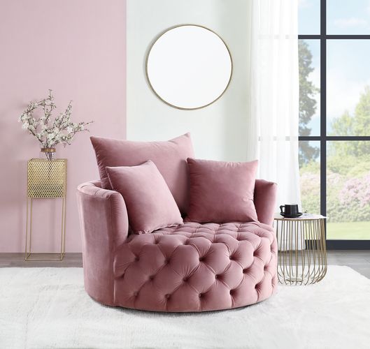 ACME Zunyas Pink Velvet Accent Chair with Swivel Model AC00291