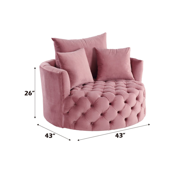 ACME Zunyas Pink Velvet Accent Chair with Swivel Model AC00291