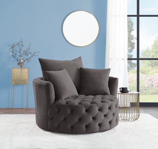 ACME Zunyas Gray Velvet Accent Chair with Swivel Model AC00292