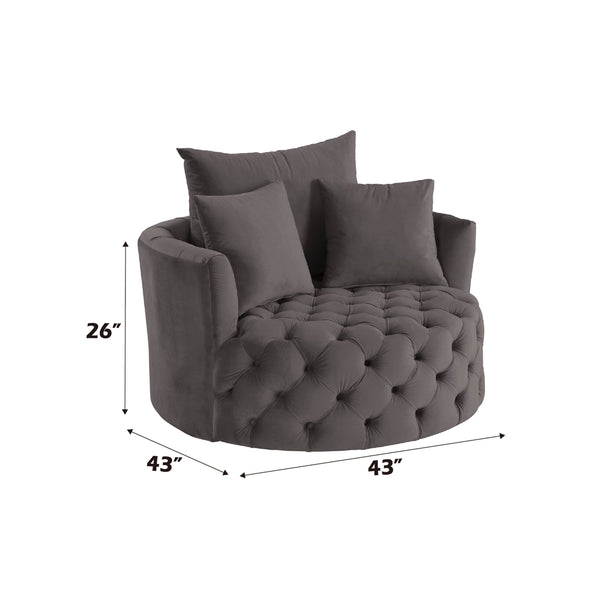 ACME Zunyas Gray Velvet Accent Chair with Swivel Model AC00292