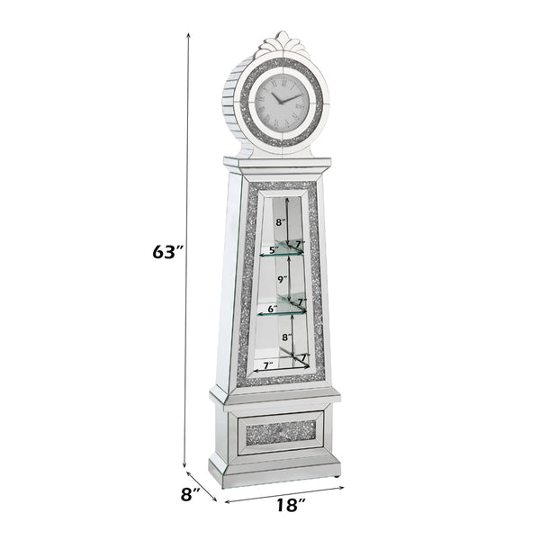 ACME Noralie Mirrored & Faux Diamonds Grandfather Clock with LED Model AC00349