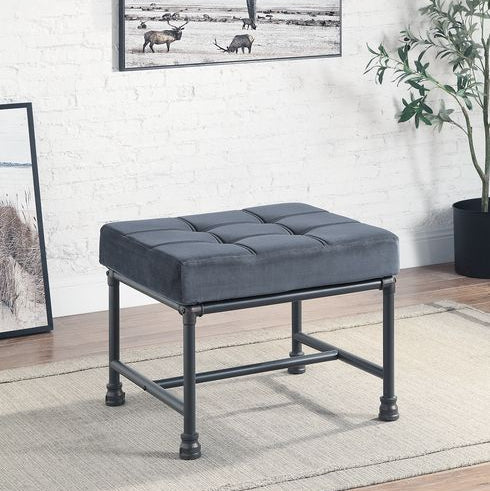 ACME Brantley Gray Velvet & Sandy Gray Ottoman Model AC00427