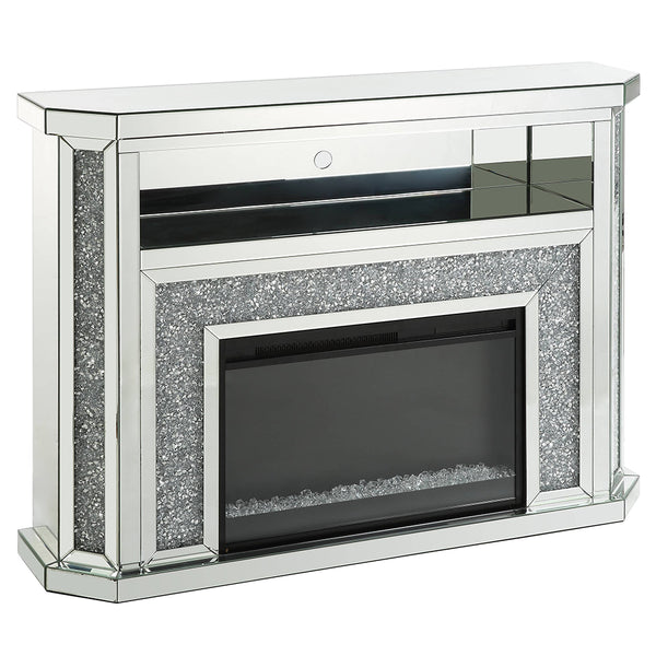 ACME Noralie Mirrored & Faux Diamonds Fireplace with LED Model AC00508