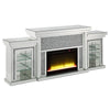 ACME Noralie Mirrored & Faux Diamonds Fireplace with LED Model AC00524