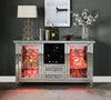 ACME Noralie Mirrored & Faux Diamonds Wine Cabinet with LED Model AC00525