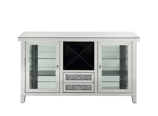 ACME Noralie Mirrored & Faux Diamonds Wine Cabinet with LED Model AC00525