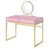 ACME Coleen Pink & Gold Vanity Desk with Mirror & Jewelry Tray Model AC00668