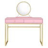 ACME Coleen Pink & Gold Vanity Desk with Mirror & Jewelry Tray Model AC00668