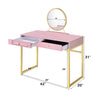 ACME Coleen Pink & Gold Vanity Desk with Mirror & Jewelry Tray Model AC00668