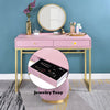 ACME Coleen Pink & Gold Vanity Desk with Mirror & Jewelry Tray Model AC00668