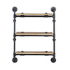 ACME Brantley Oak & Sandy Black Wall Rack with 3 Shelves Model AC00736