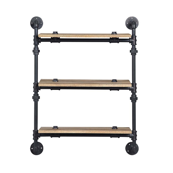 ACME Brantley Oak & Sandy Black Wall Rack with 3 Shelves Model AC00736