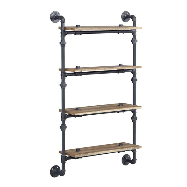 ACME Brantley Oak & Sandy Black Wall Rack with 4 Shelves Model AC00737