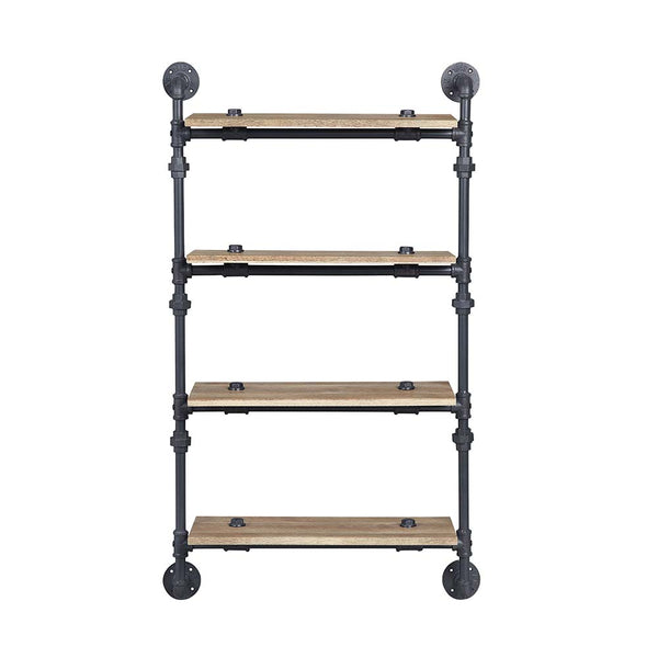 ACME Brantley Oak & Sandy Black Wall Rack with 4 Shelves Model AC00737