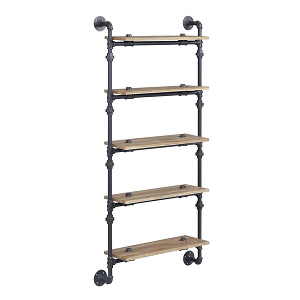 ACME Brantley Oak & Sandy Black Wall Rack with 5 Shelves Model AC00738