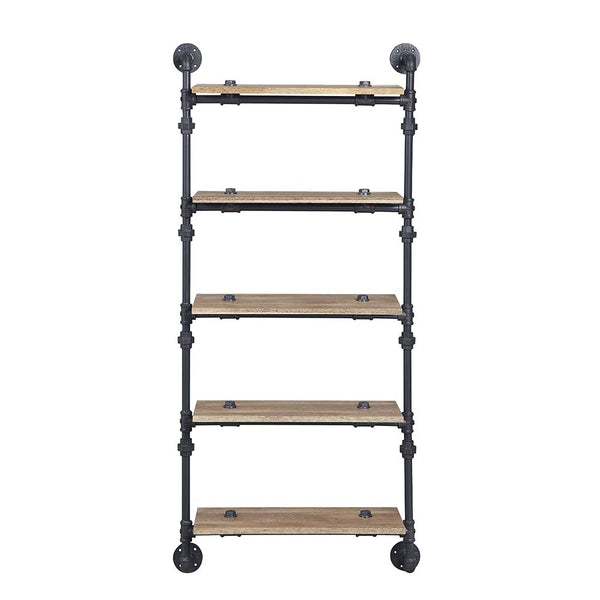 ACME Brantley Oak & Sandy Black Wall Rack with 5 Shelves Model AC00738