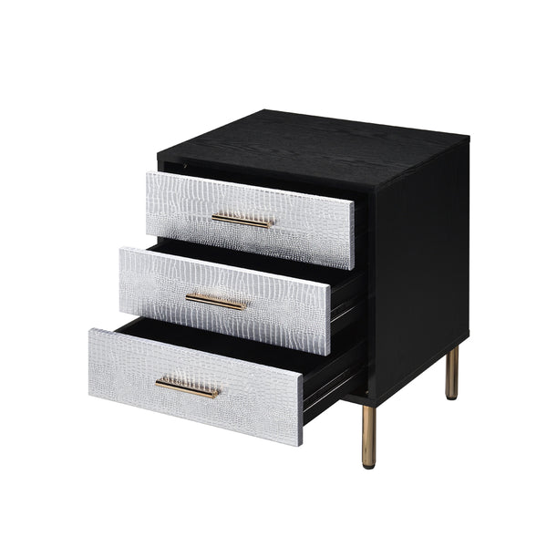ACME Myles Black Silver & Gold Nightstand Model AC00842