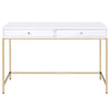ACME Ottey White High Gloss & Gold Writing Desk(Same AC00899) Model 92540