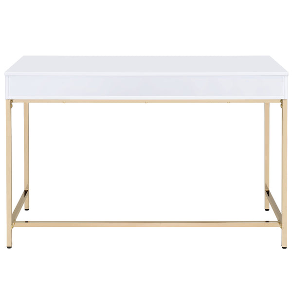 ACME Ottey White High Gloss & Gold Vanity Desk(Same 92540) Model AC00899