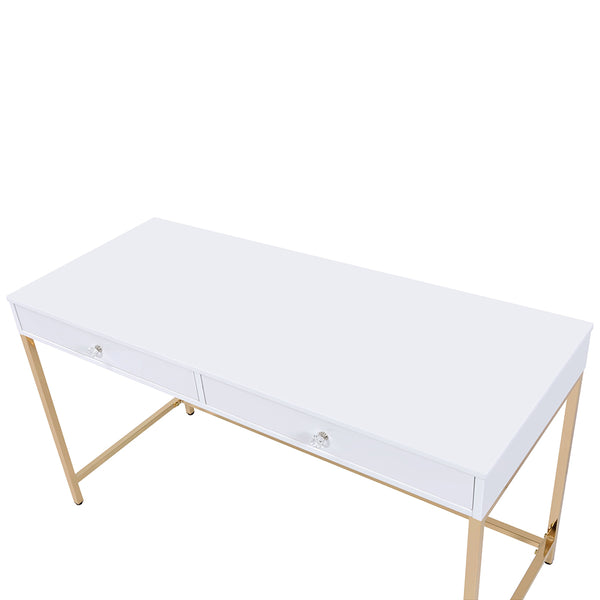 ACME Ottey White High Gloss & Gold Writing Desk(Same AC00899) Model 92540