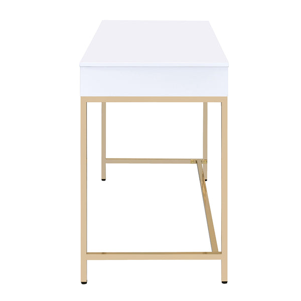 ACME Ottey White High Gloss & Gold Vanity Desk(Same 92540) Model AC00899