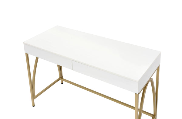 ACME Lightmane White High Gloss & Gold Vanity Desk(Same 92660) Model AC00900