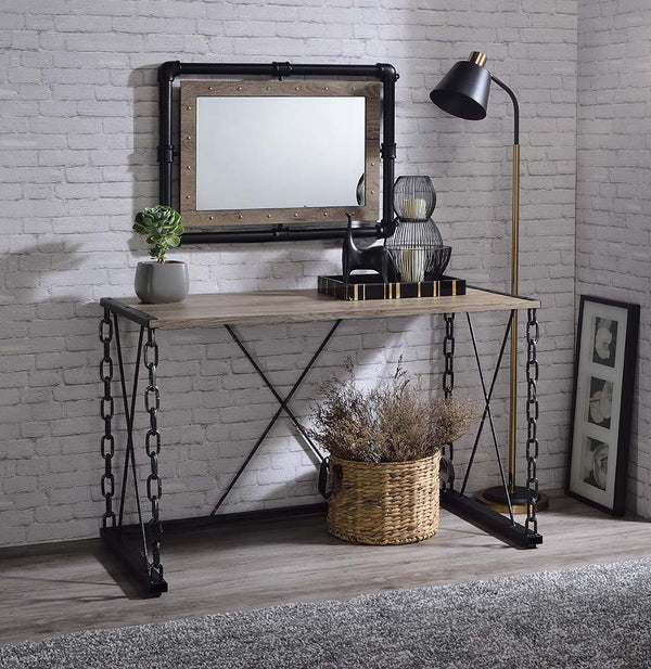 ACME Jodie Rustic Oak & Antique Black Console Table(Same 92248) Model AC00905